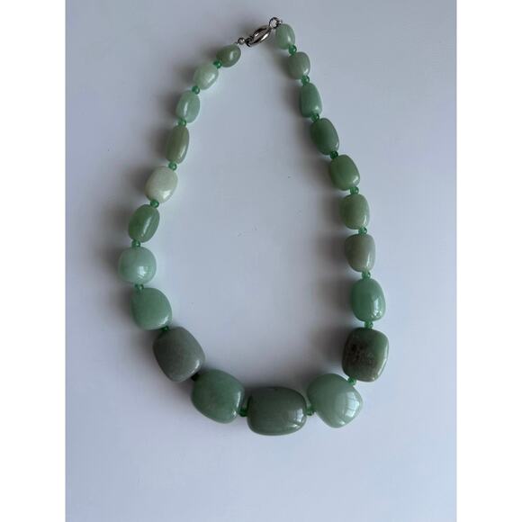 Unbranded Jewelry - Green Aventurine Chunky Beaded Natural Stone Necklace Boho‎ Earthy Gemstone 18"